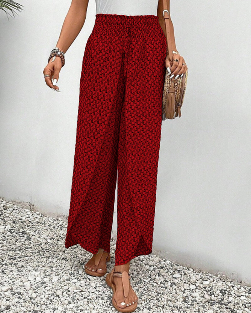 Pantalón Geométrico de Verano con Cintura Elástica