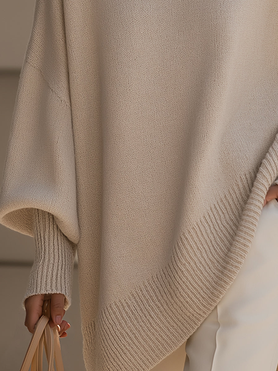 Jersey Oversize Largo de Punto Suave para Mujer