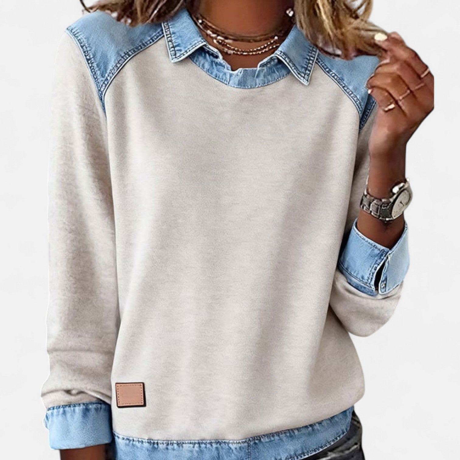 Jersey Casual De Mujer De Manga Larga Con Cuello