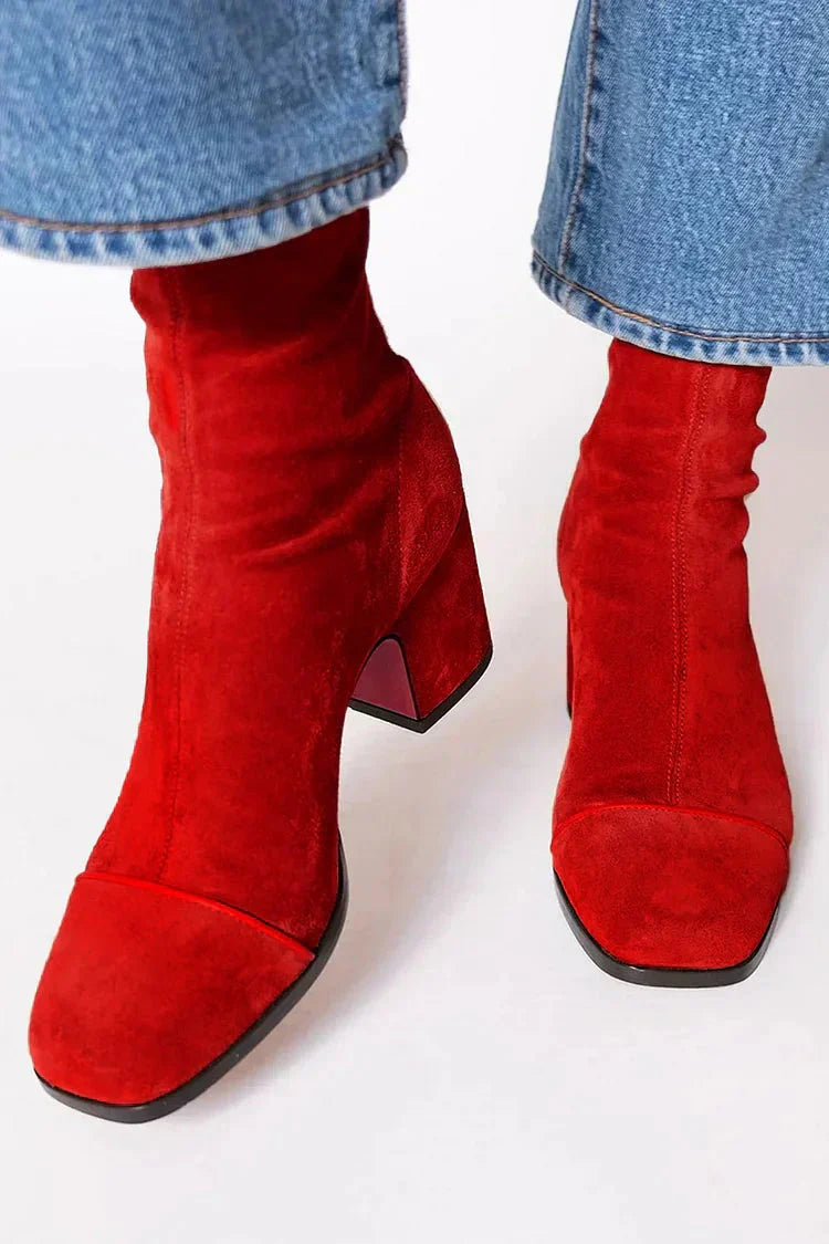 Botas De Tacón Bajo De Ante – Comodidad Diaria
