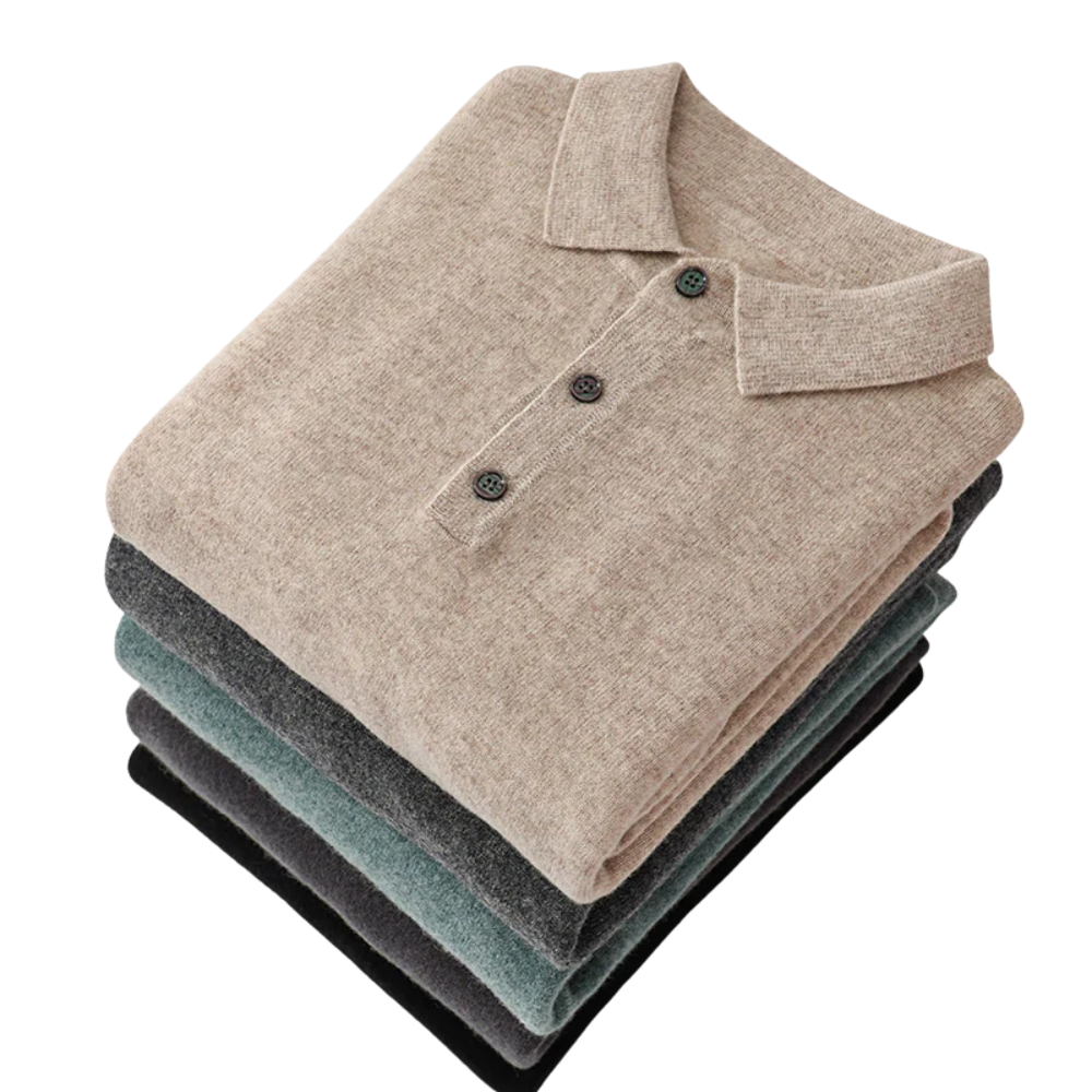 Polo De Hombre 100% Cachemira De Corte Entallado