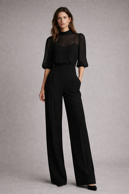 Conjunto de tres piezas elegante negro