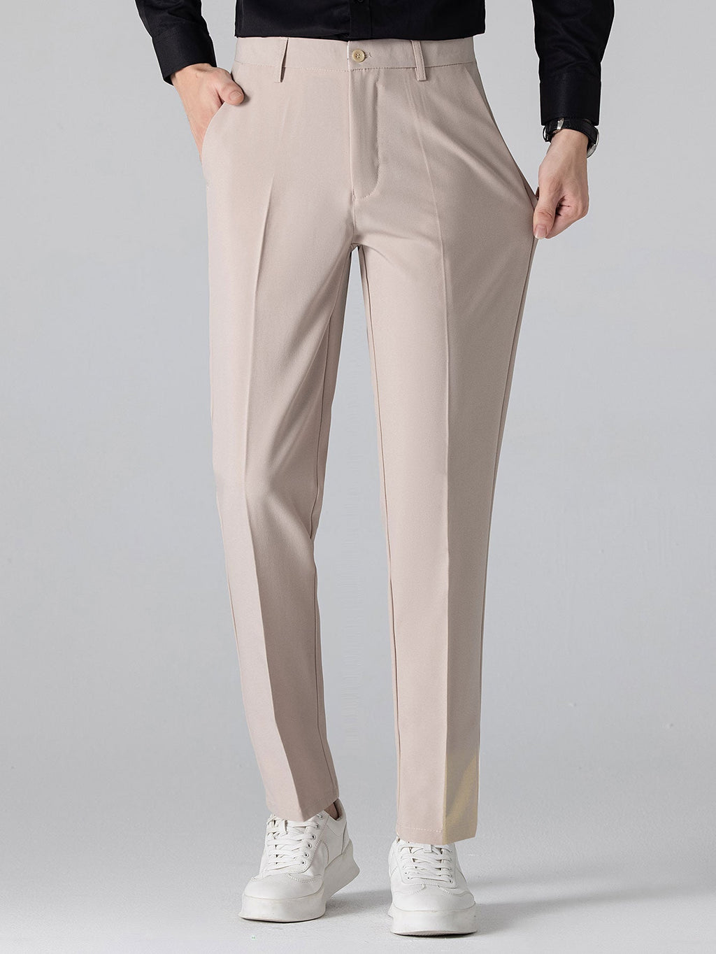 Conjunto Polo Punto Jacquard a Rayas y Pantalón Slim