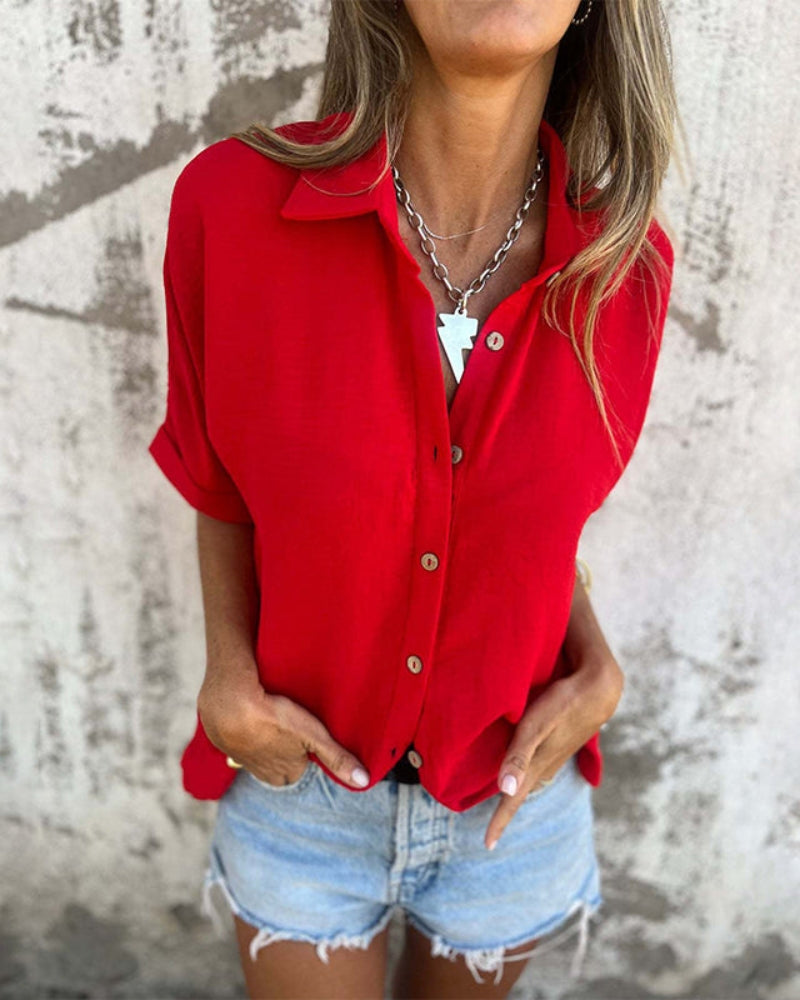 Camisa Casual Holgada De Tejido Ligero