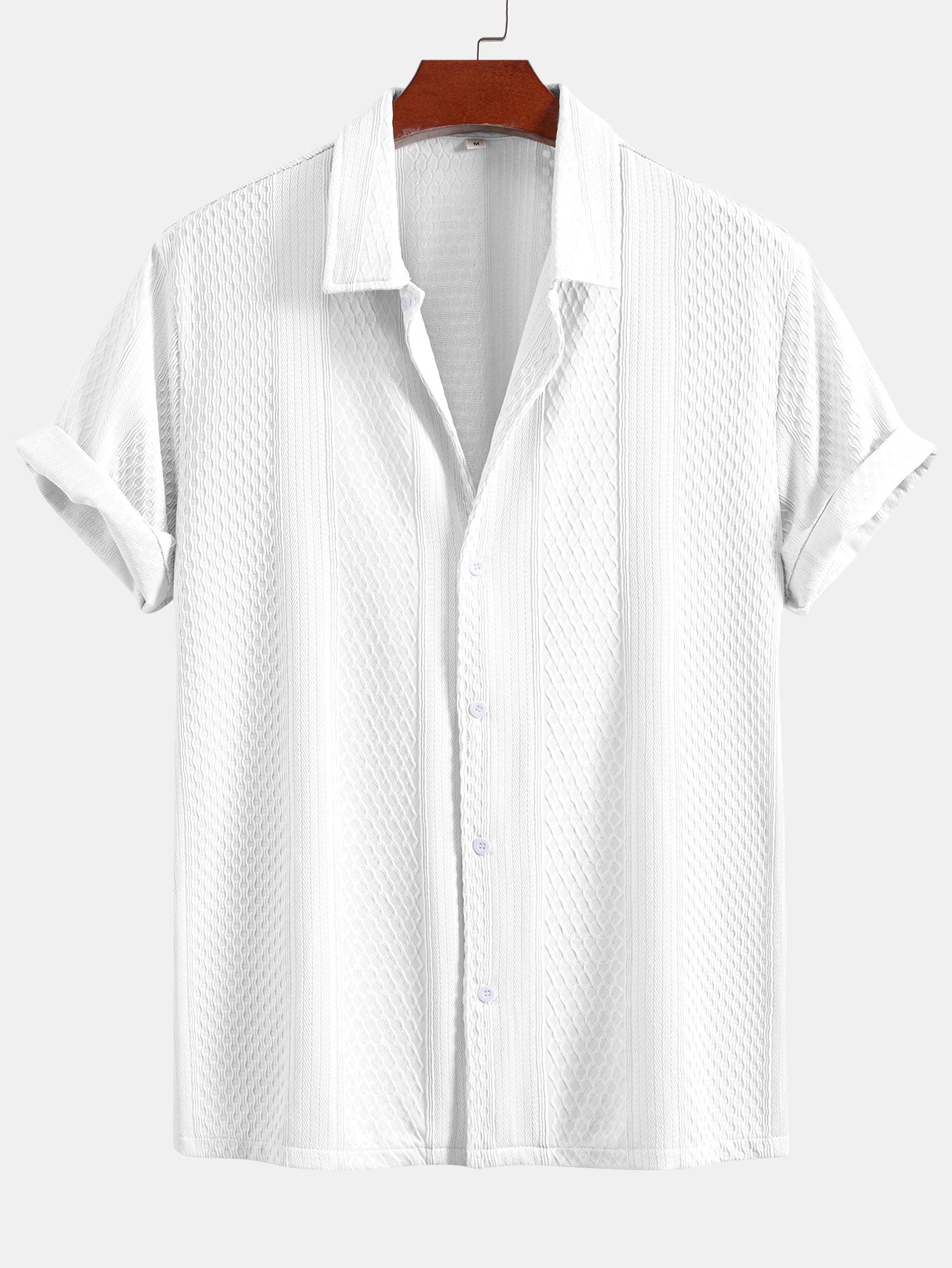 Conjunto Camisa Jacquard Geométrica y Pantalón Recto