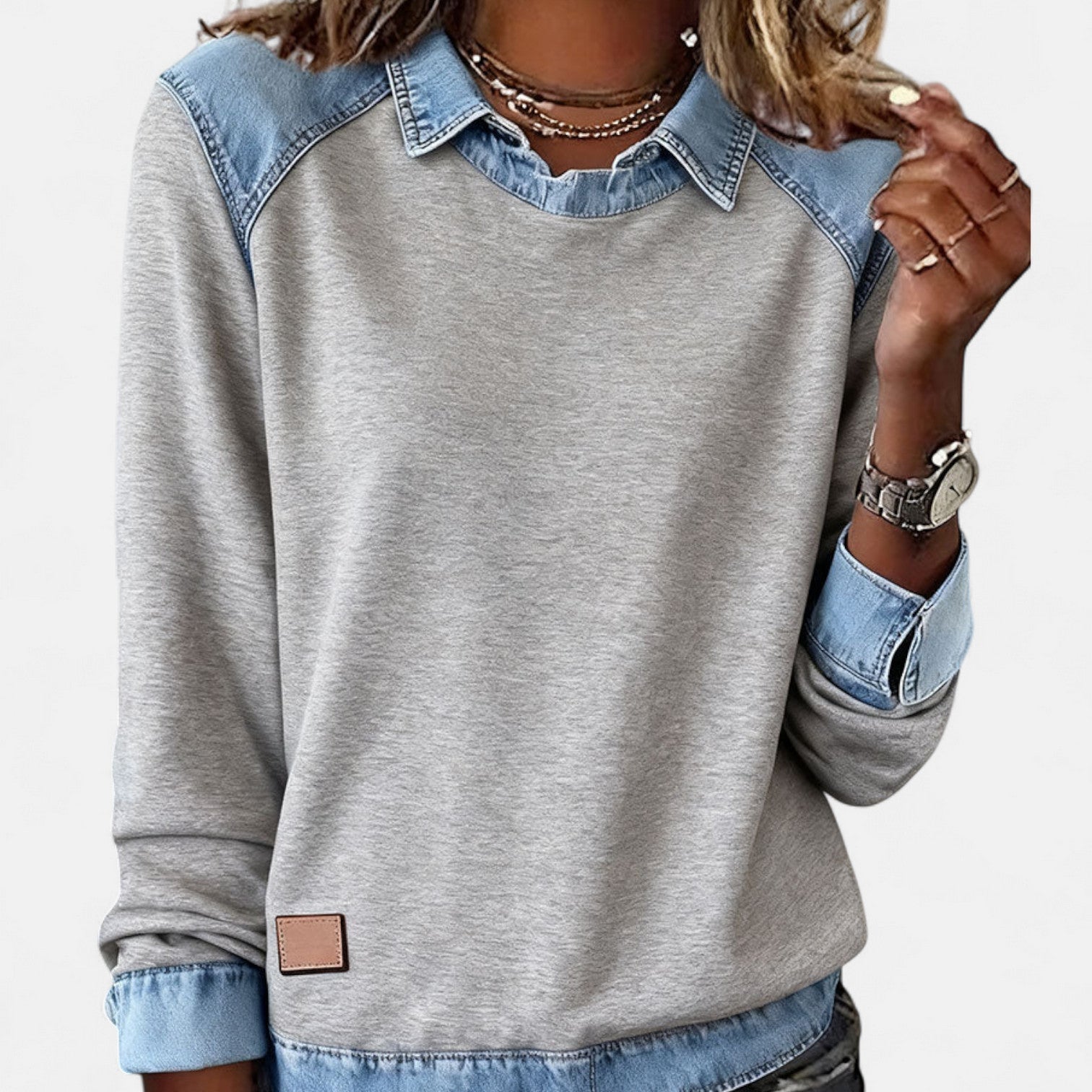 Jersey Casual De Mujer De Manga Larga Con Cuello