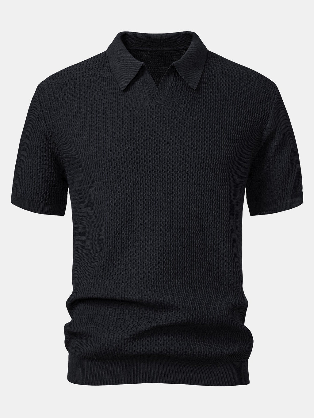 Conjunto Punto Jacquard Polo V y Pantalón Recto Acanalado