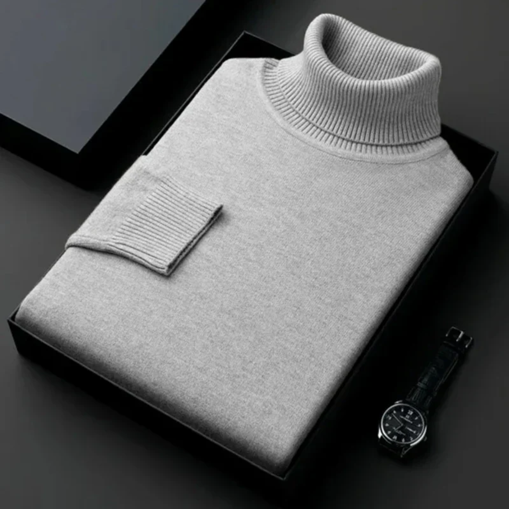 Jersey de Cuello Alto de Cachemira Pura para Hombre