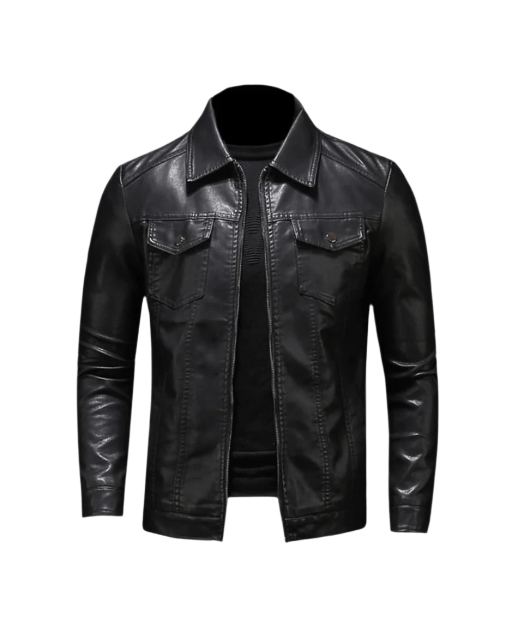 Chaqueta De Piel Vegana Entallada Estilo Urbano