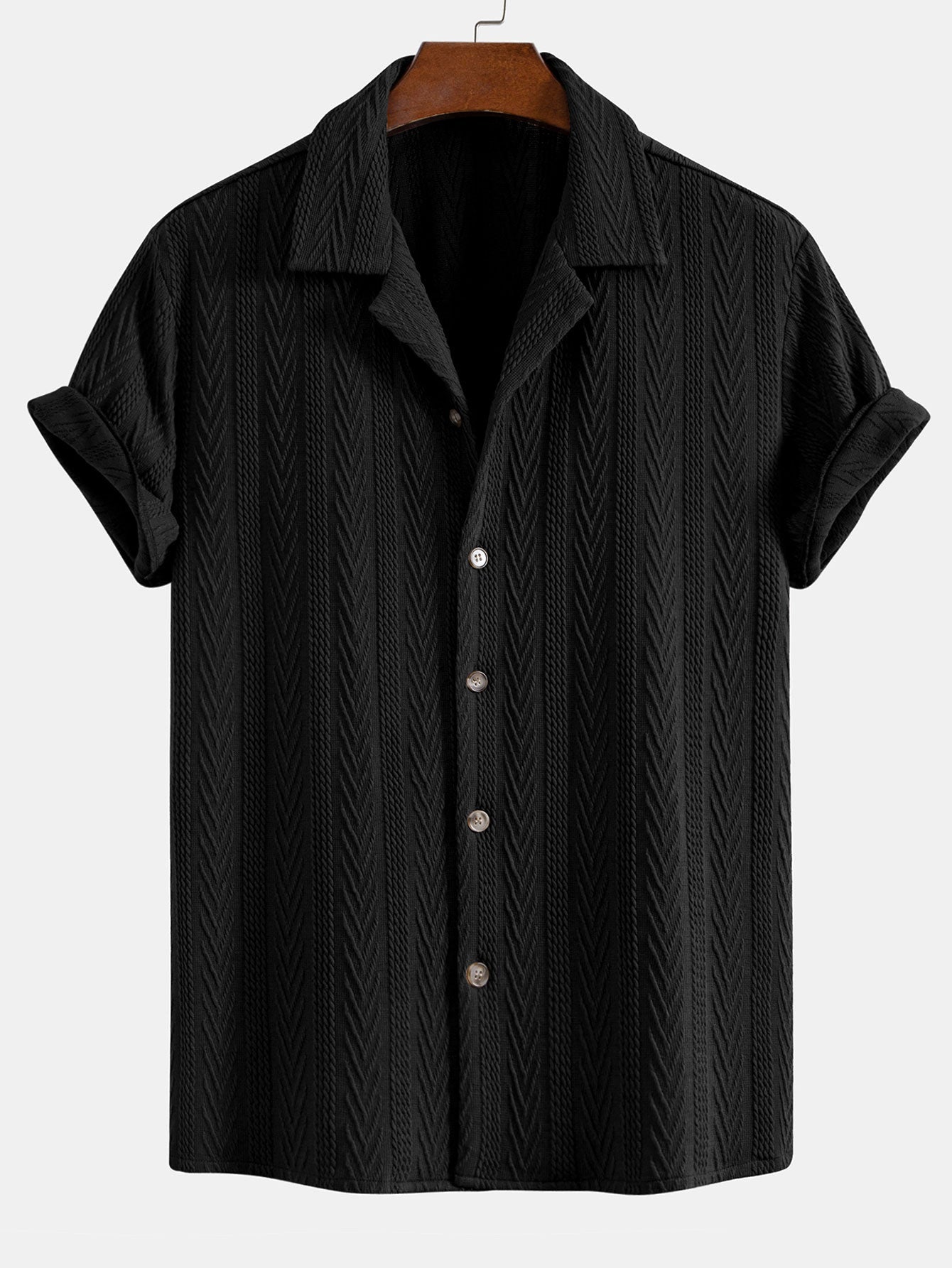 Conjunto Camisa Cubana Jacquard y Pantalón Recto Casual