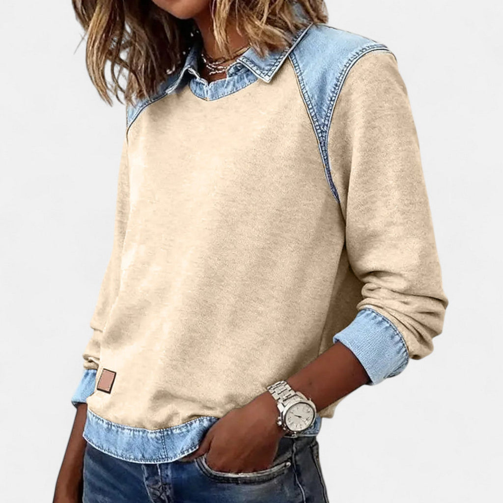 Jersey Casual De Mujer De Manga Larga Con Cuello