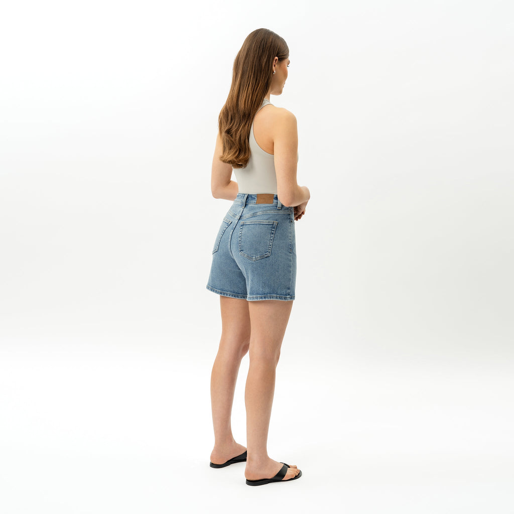 Short Vaquero Mujer Elástico Talle Alto