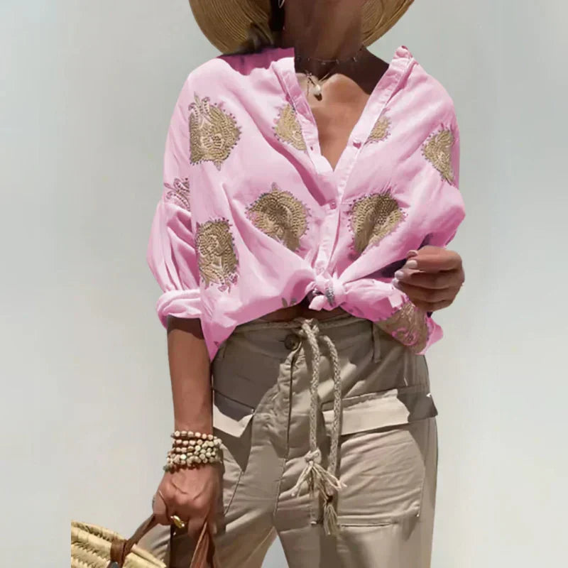 Blusa Bordada de Corte Holgado – Estilo Fresco y Ligero