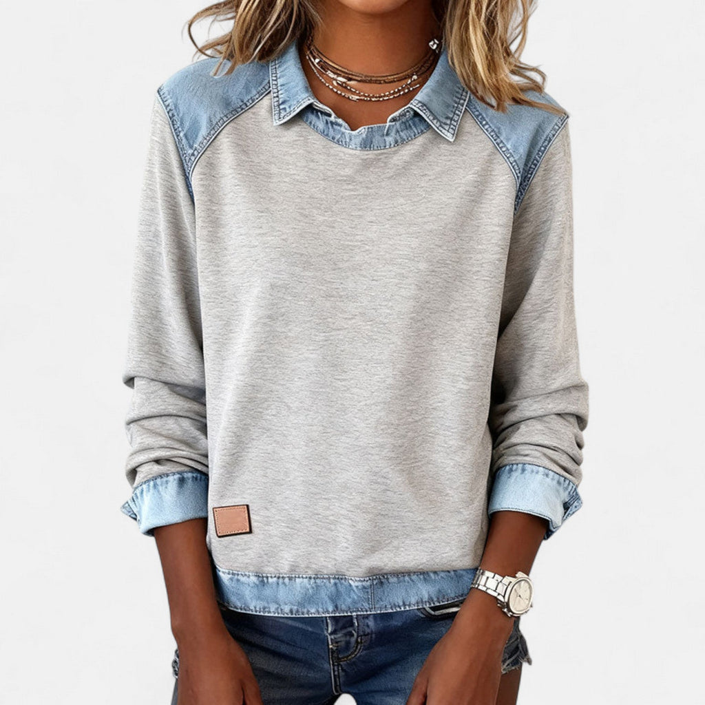 Jersey Casual De Mujer De Manga Larga Con Cuello