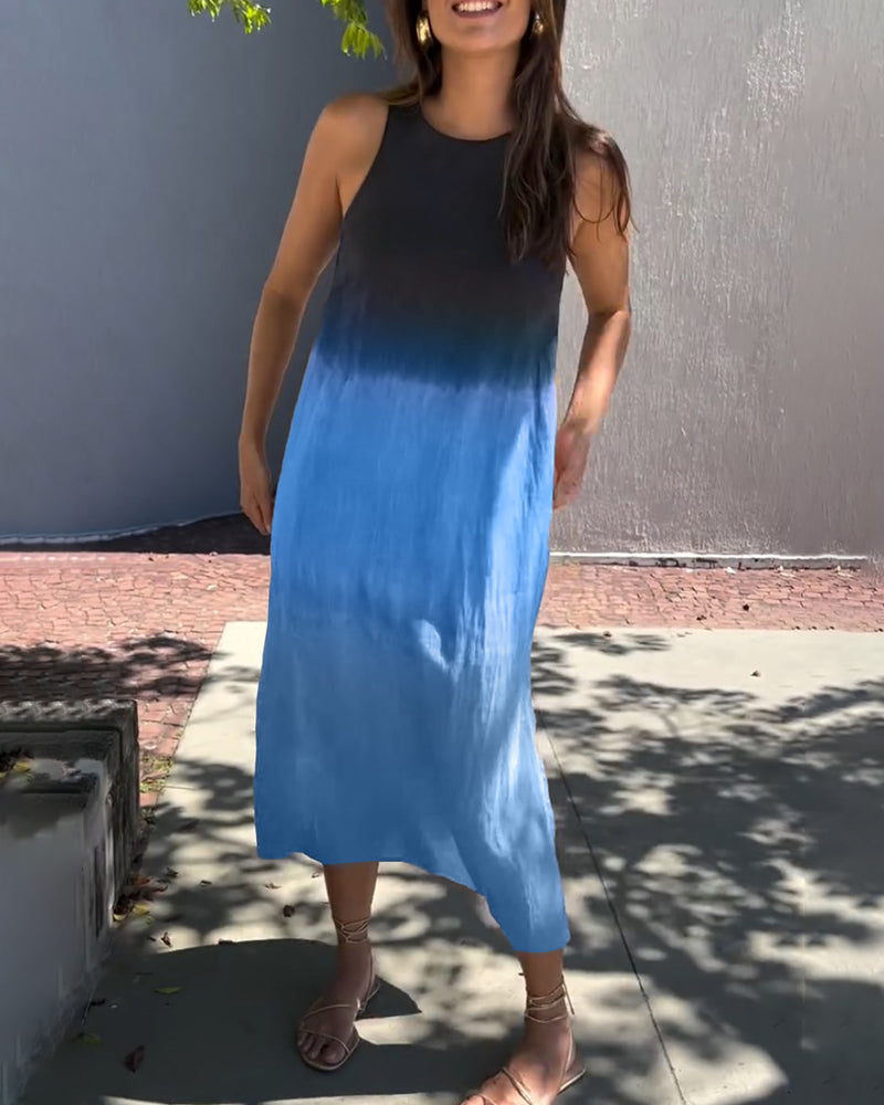 Vestido Sin Mangas con Degradado Elegante