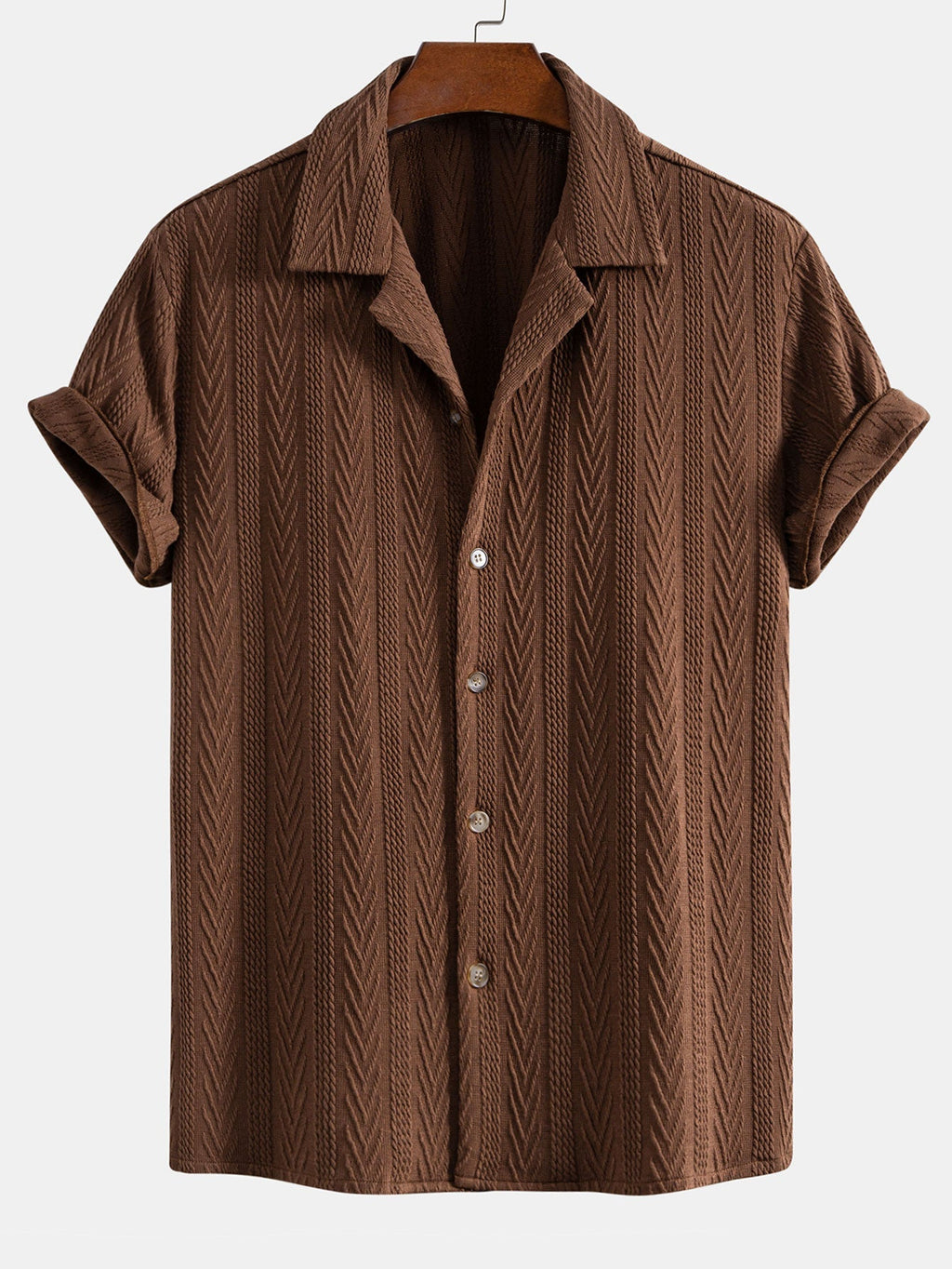 Conjunto Camisa Cubana Jacquard y Pantalón Recto Casual