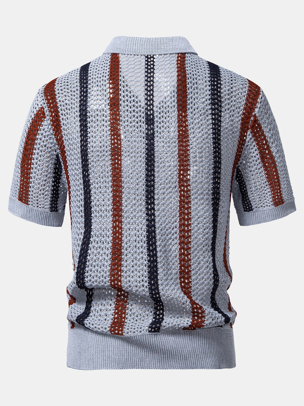 Conjunto Polo Crochet Rayas y Pantalón Recto de Lino