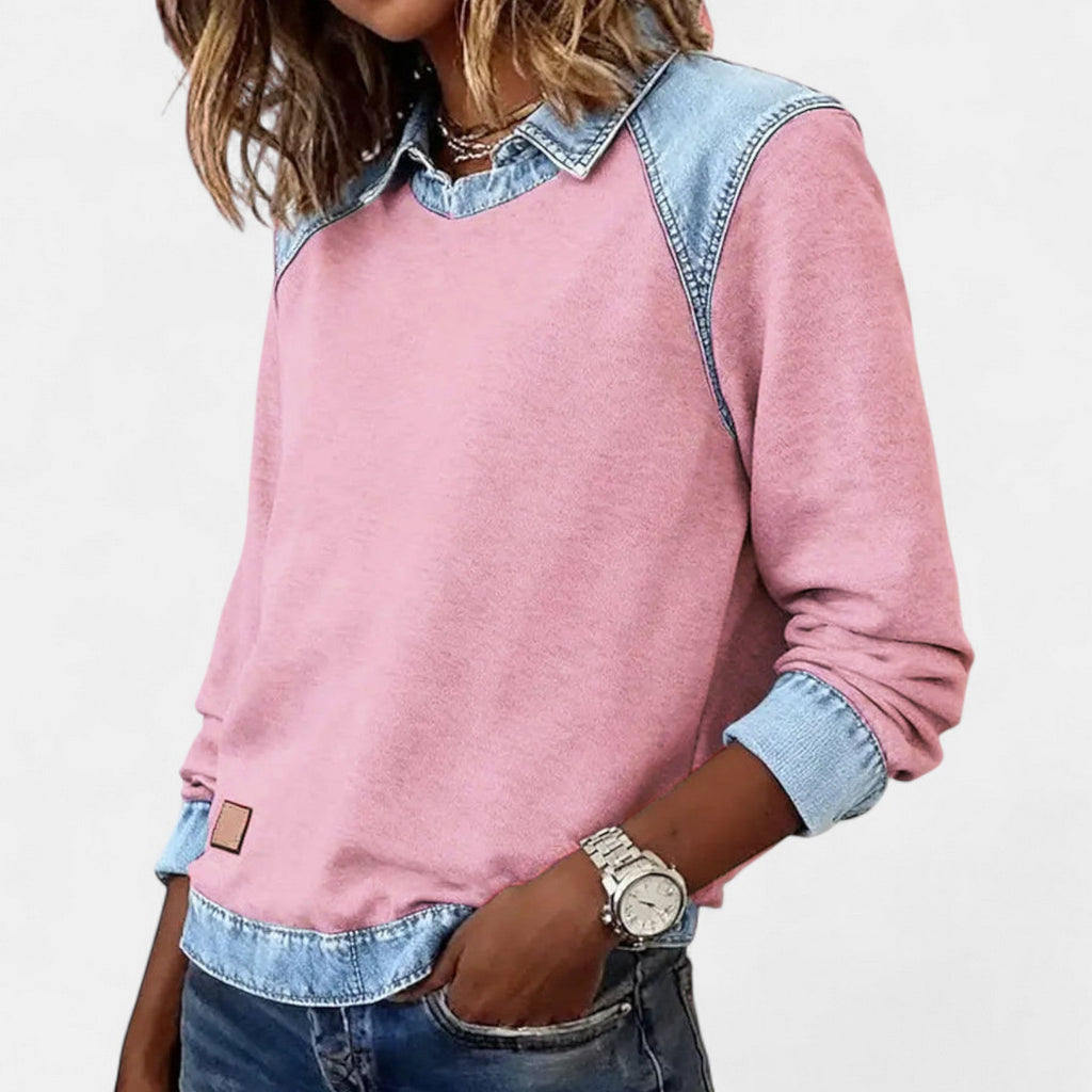 Jersey Casual De Mujer De Manga Larga Con Cuello