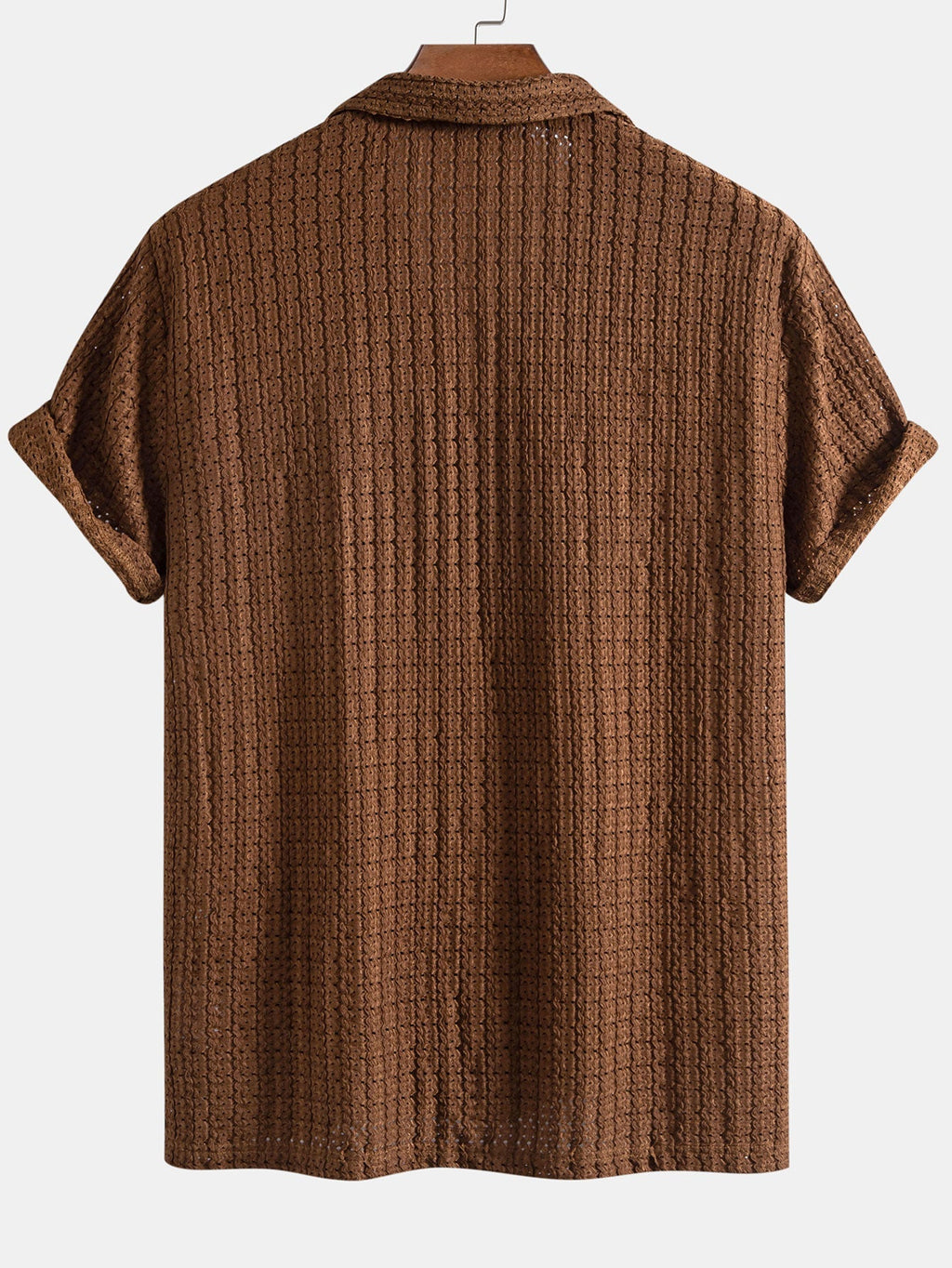 Conjunto Camisa Cubana Jacquard y Pantalón Recto Arrugado