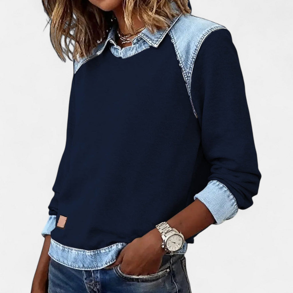 Jersey Casual De Mujer De Manga Larga Con Cuello