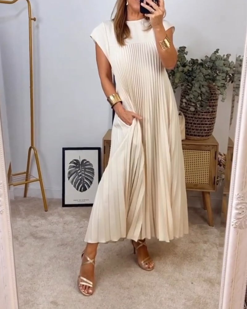 Vestido Largo Plisado Casual de Verano para Mujer