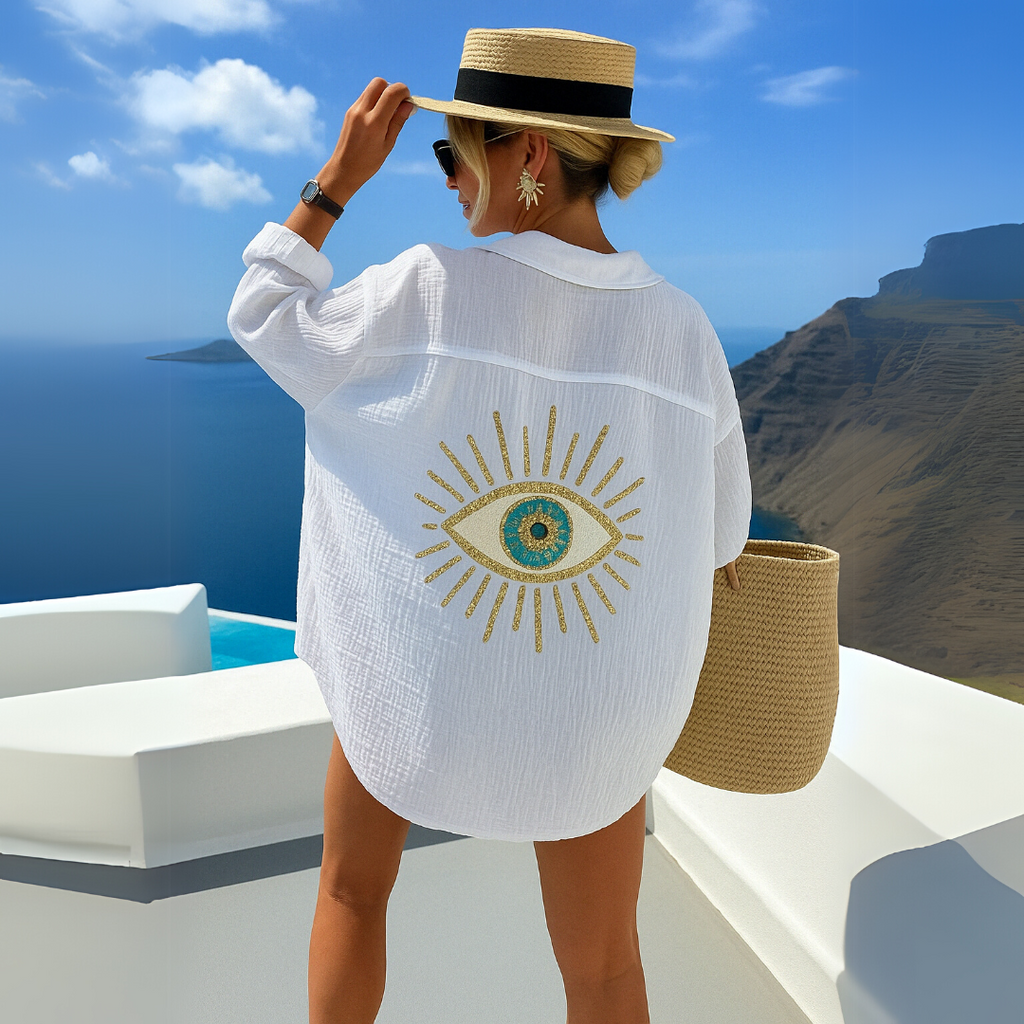 Blusa Casual Estilo Ibiza con Detalle Bordado en Espalda