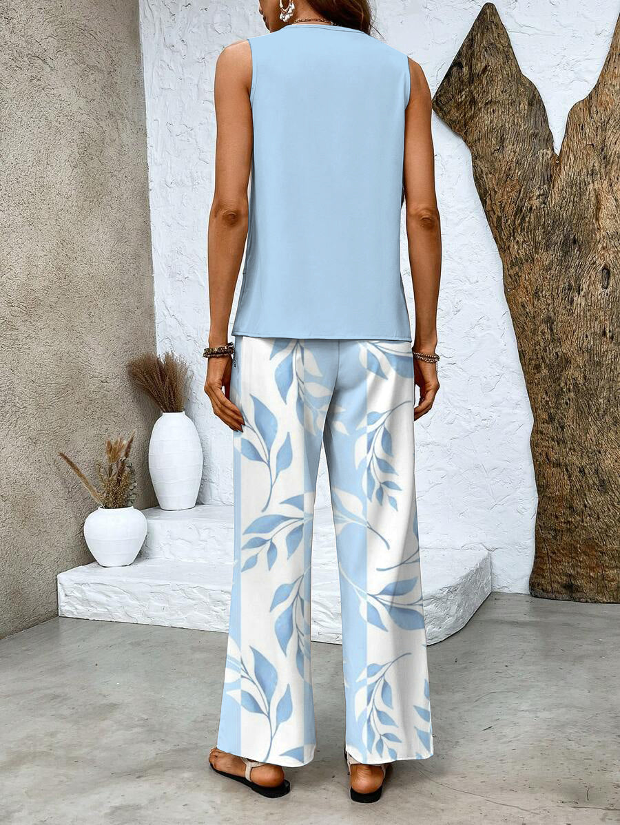 Conjunto Verano Elegante Mujer con Blusa y Pantalón
