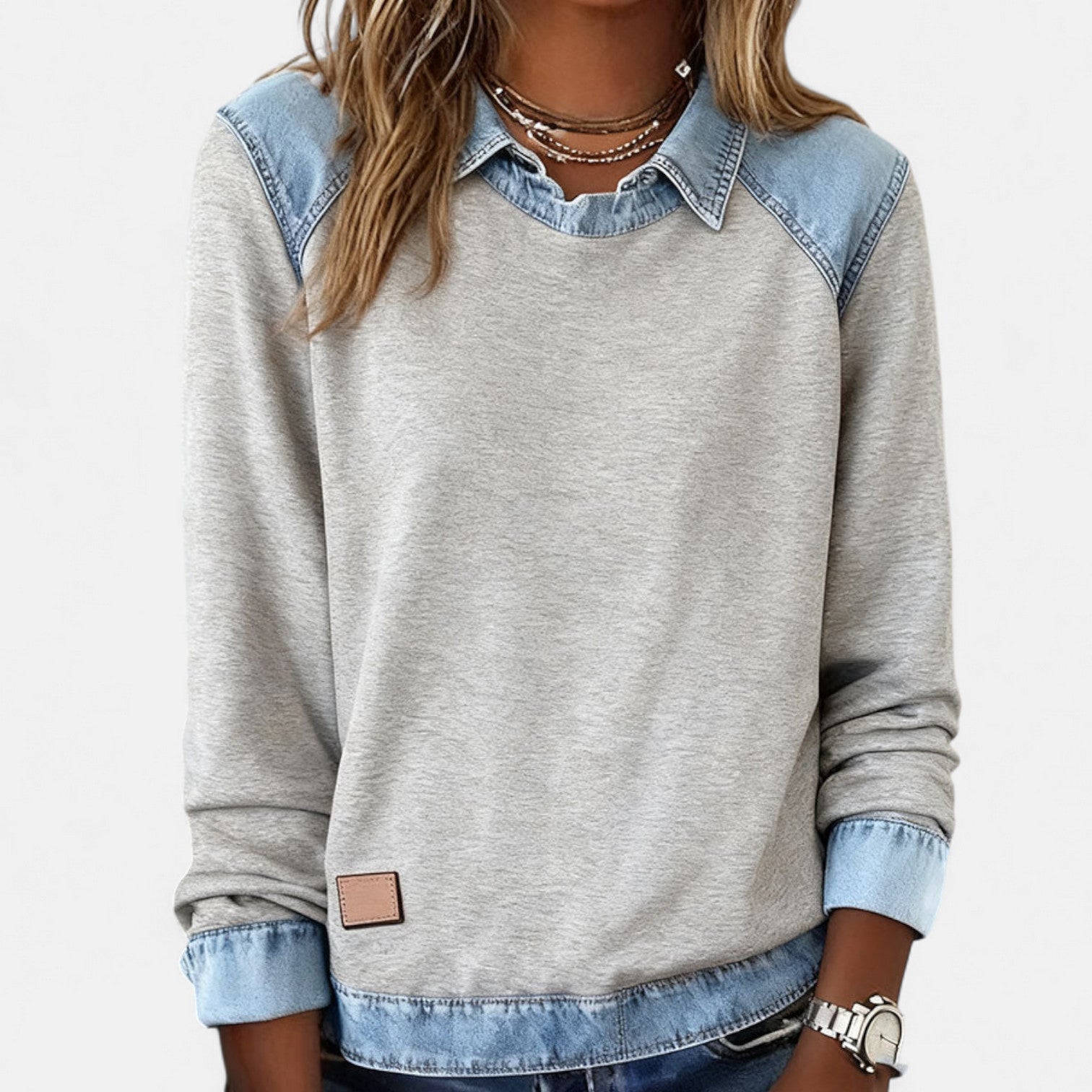 Jersey Casual De Mujer De Manga Larga Con Cuello