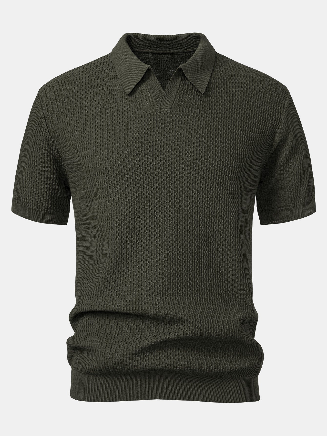 Conjunto Punto Jacquard Polo V y Pantalón Recto Acanalado