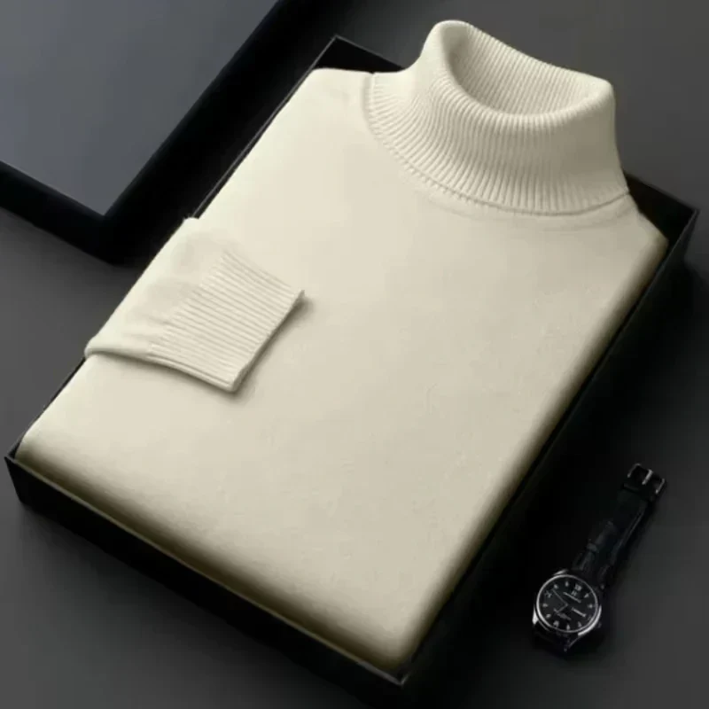 Jersey de Cuello Alto de Cachemira Pura para Hombre