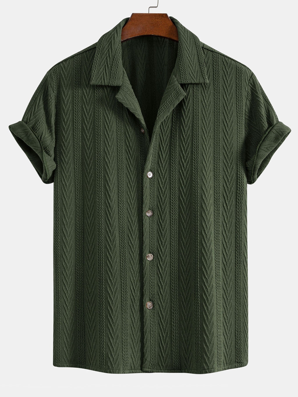 Conjunto Camisa Cubana Jacquard y Pantalón Recto Casual
