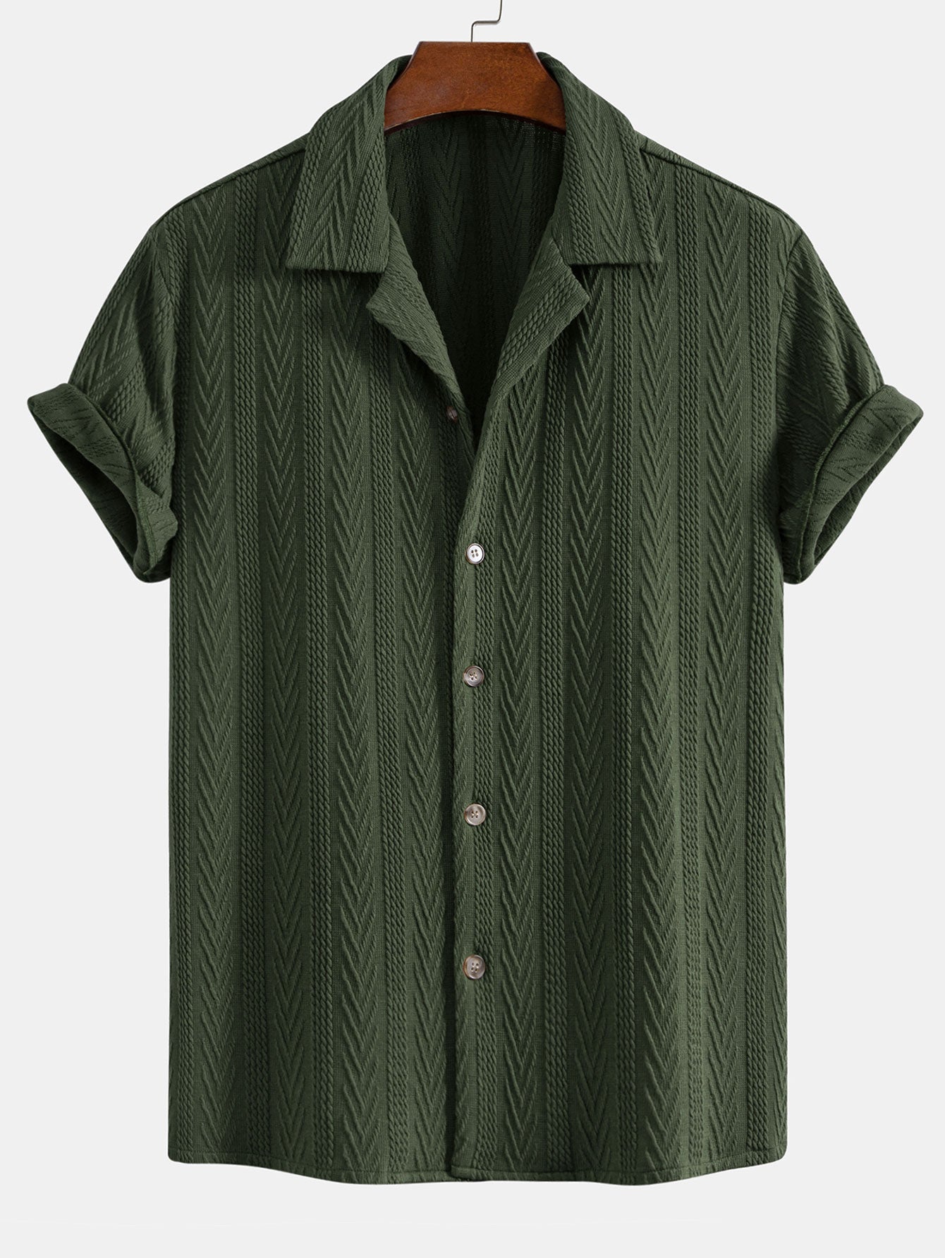 Conjunto Camisa Cubana Jacquard y Pantalón Recto Casual