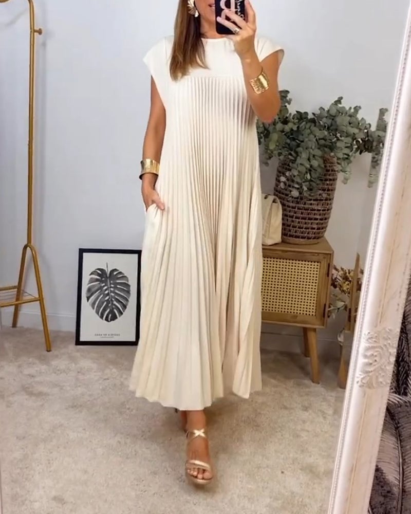 Vestido Largo Plisado Casual de Verano para Mujer