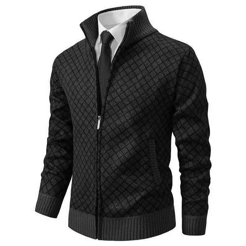 Cárdigan Casual con Cremallera de Punto Waffle