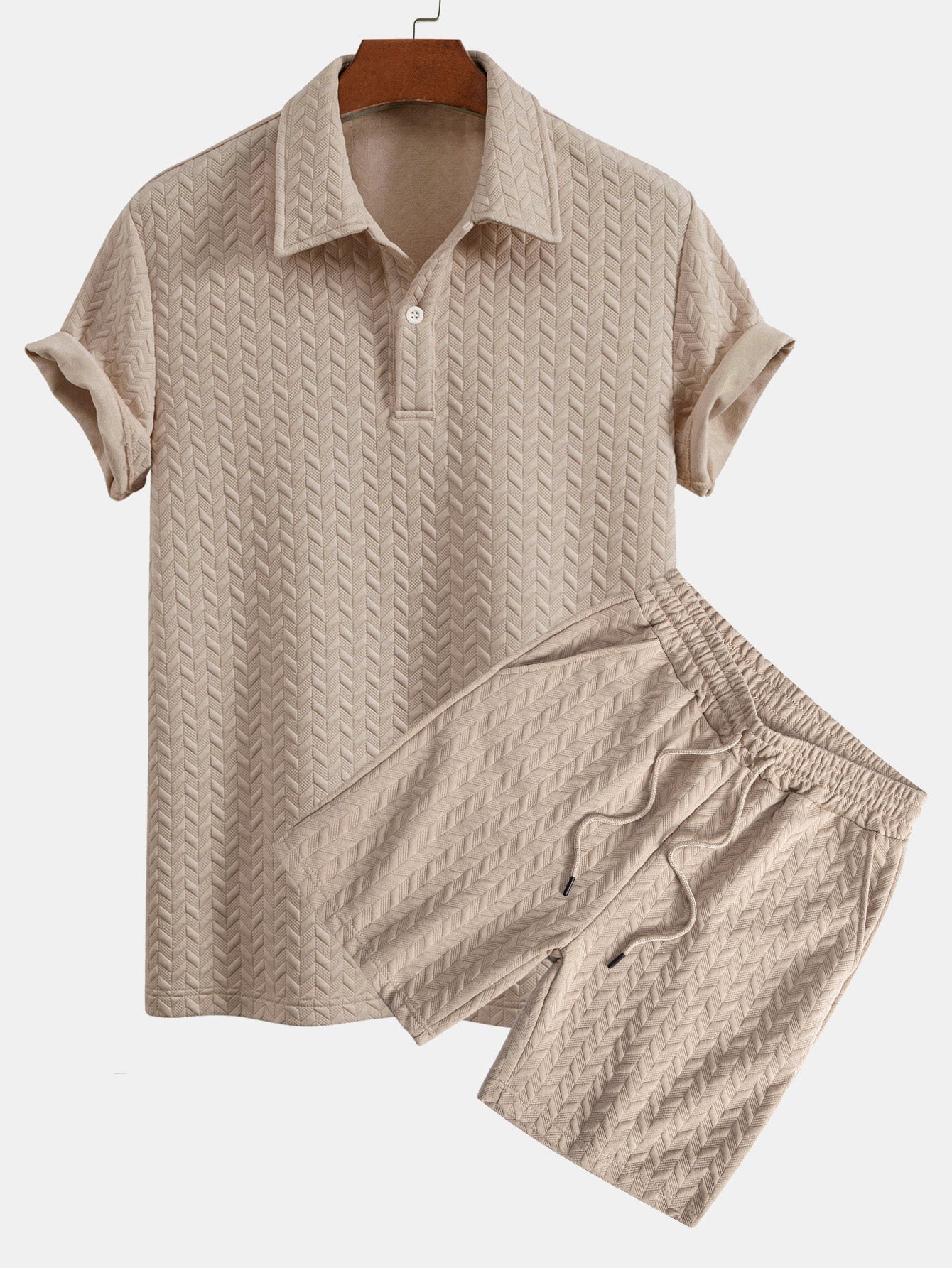 Conjunto Polo Y Pantalón Corto Jacquard Geométrico