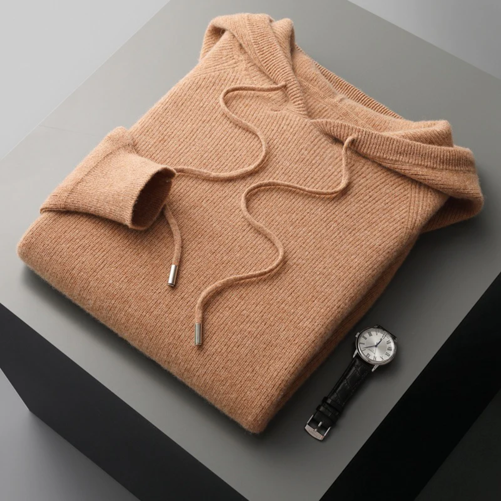 Sudadera De Lana Merino Con Capucha Para Hombre