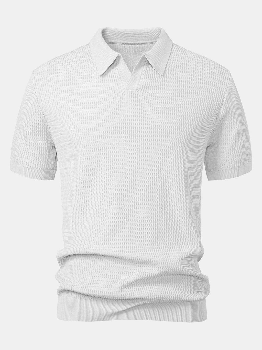 Conjunto Punto Jacquard Polo V y Pantalón Recto Acanalado