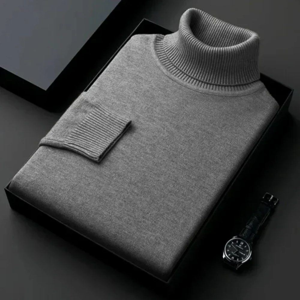 Jersey de Cuello Alto de Cachemira Pura para Hombre