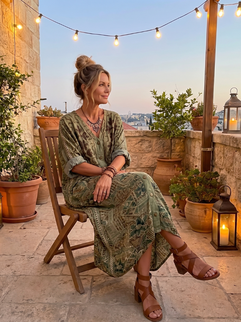 Aleta | Vestido midi oversize con bolsillos delanteros y botones frontales
