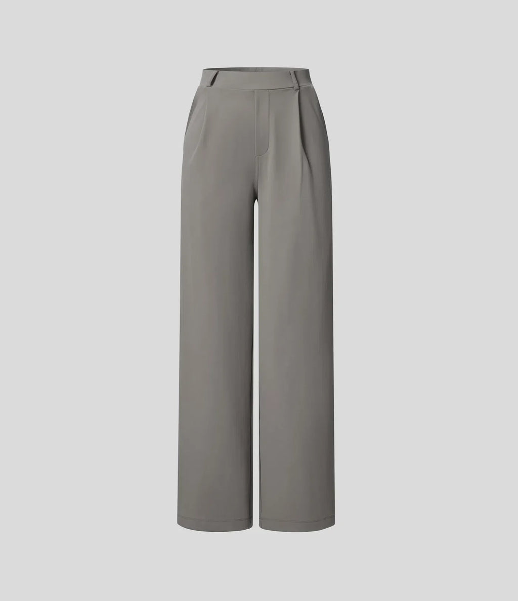 Pantalón Elegante Pierna Ancha De Tiro Alto Mujer