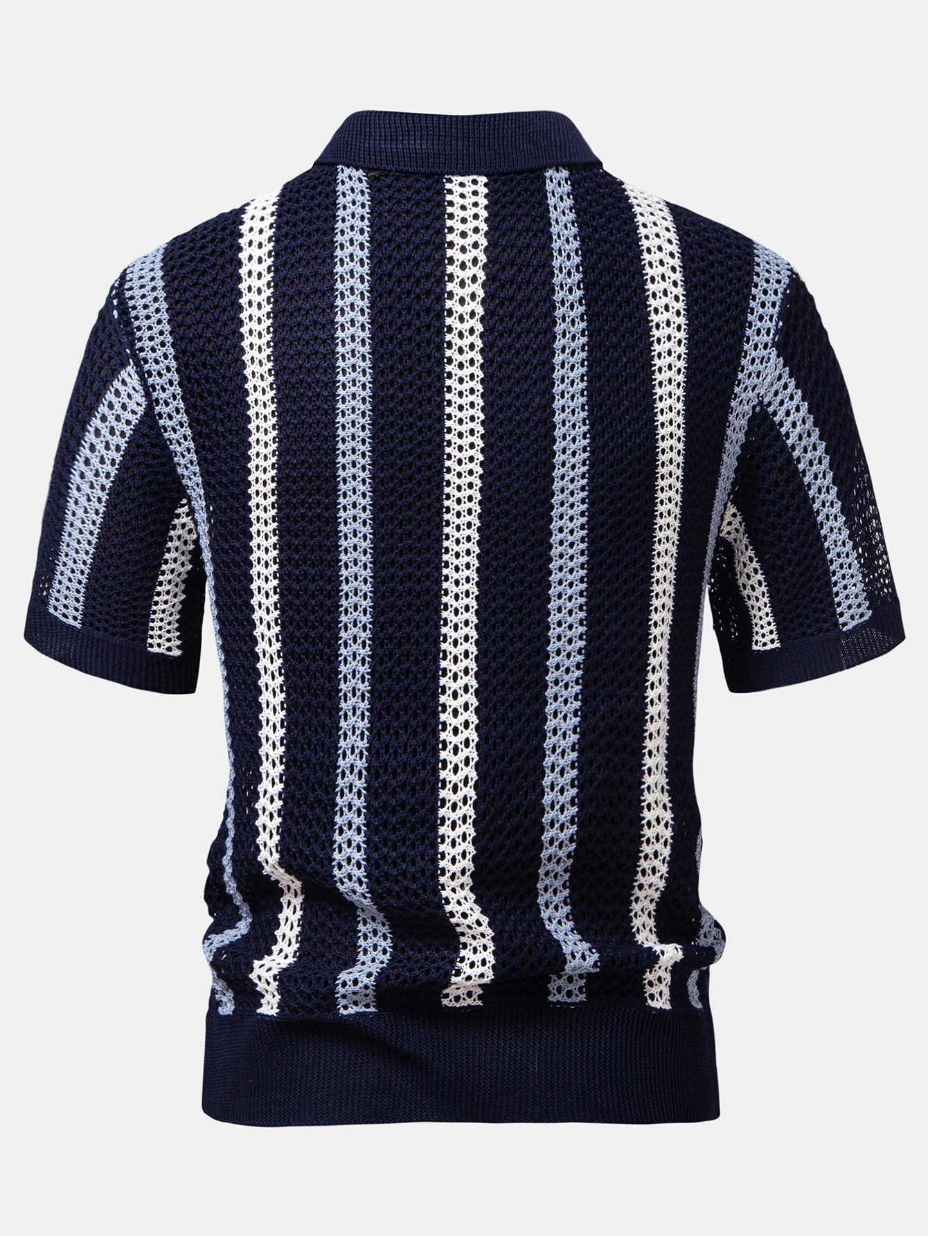 Conjunto Polo Crochet Rayas y Shorts Texturizados