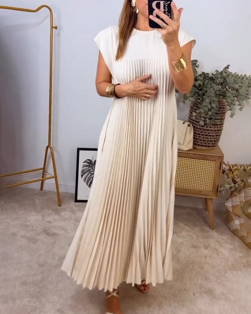 Vestido Largo Plisado Casual de Verano para Mujer