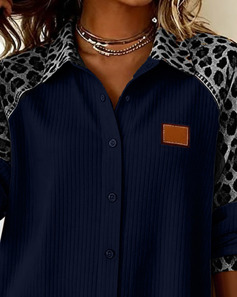Camisa Casual de Leopardo de Algodón para Hombre