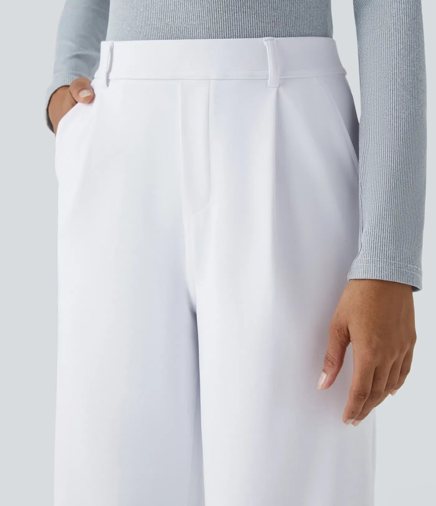 Pantalón Elegante Pierna Ancha De Tiro Alto Mujer