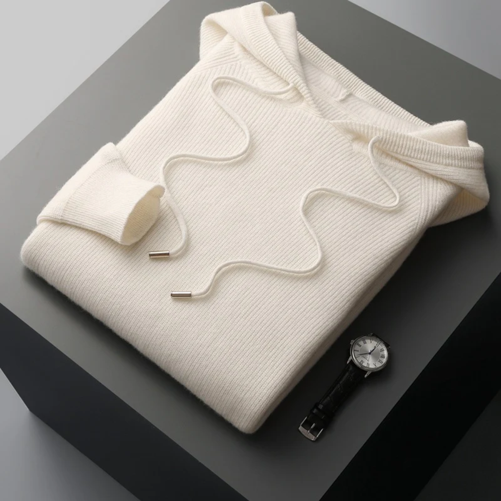 Sudadera De Lana Merino Con Capucha Para Hombre