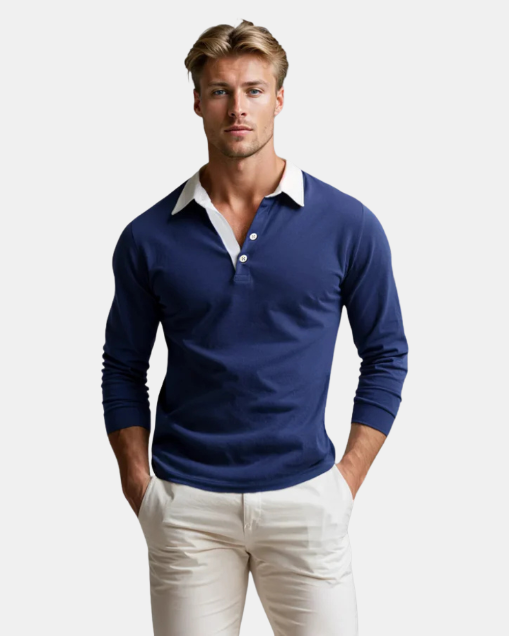 Suéter Tipo Polo Casual de Punto Suave