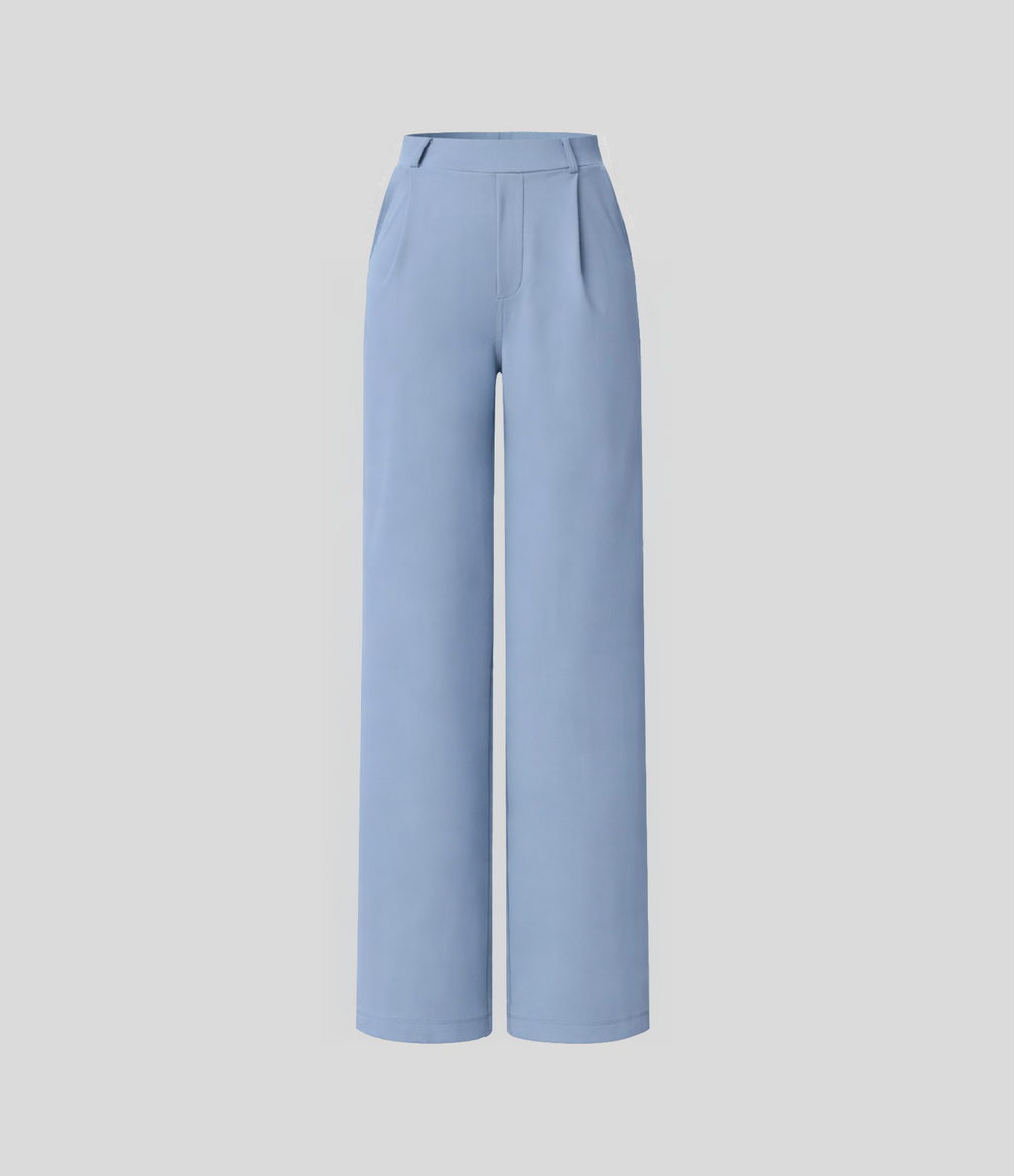 Pantalón Elegante Pierna Ancha De Tiro Alto Mujer
