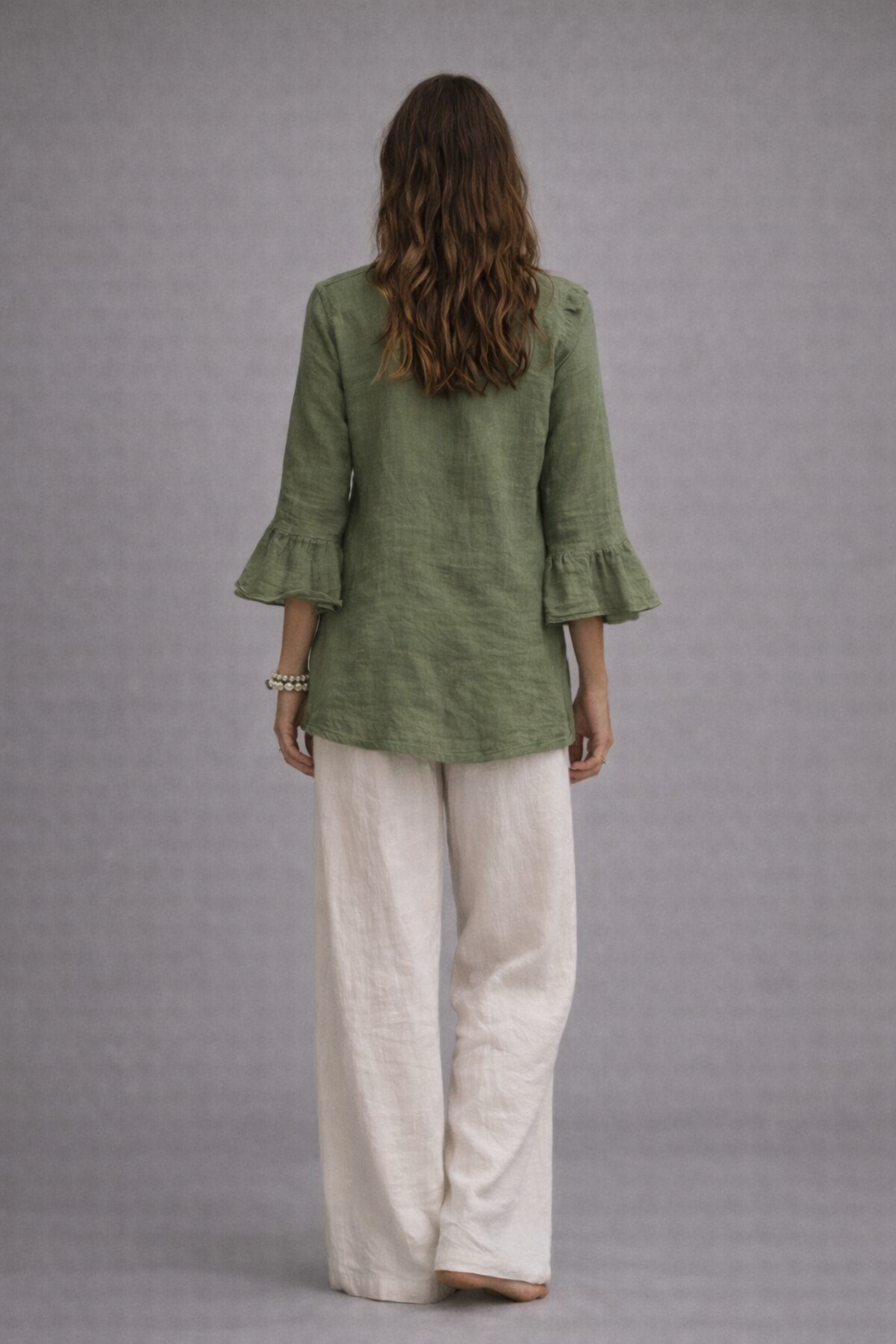 Blusa volante verde oliva