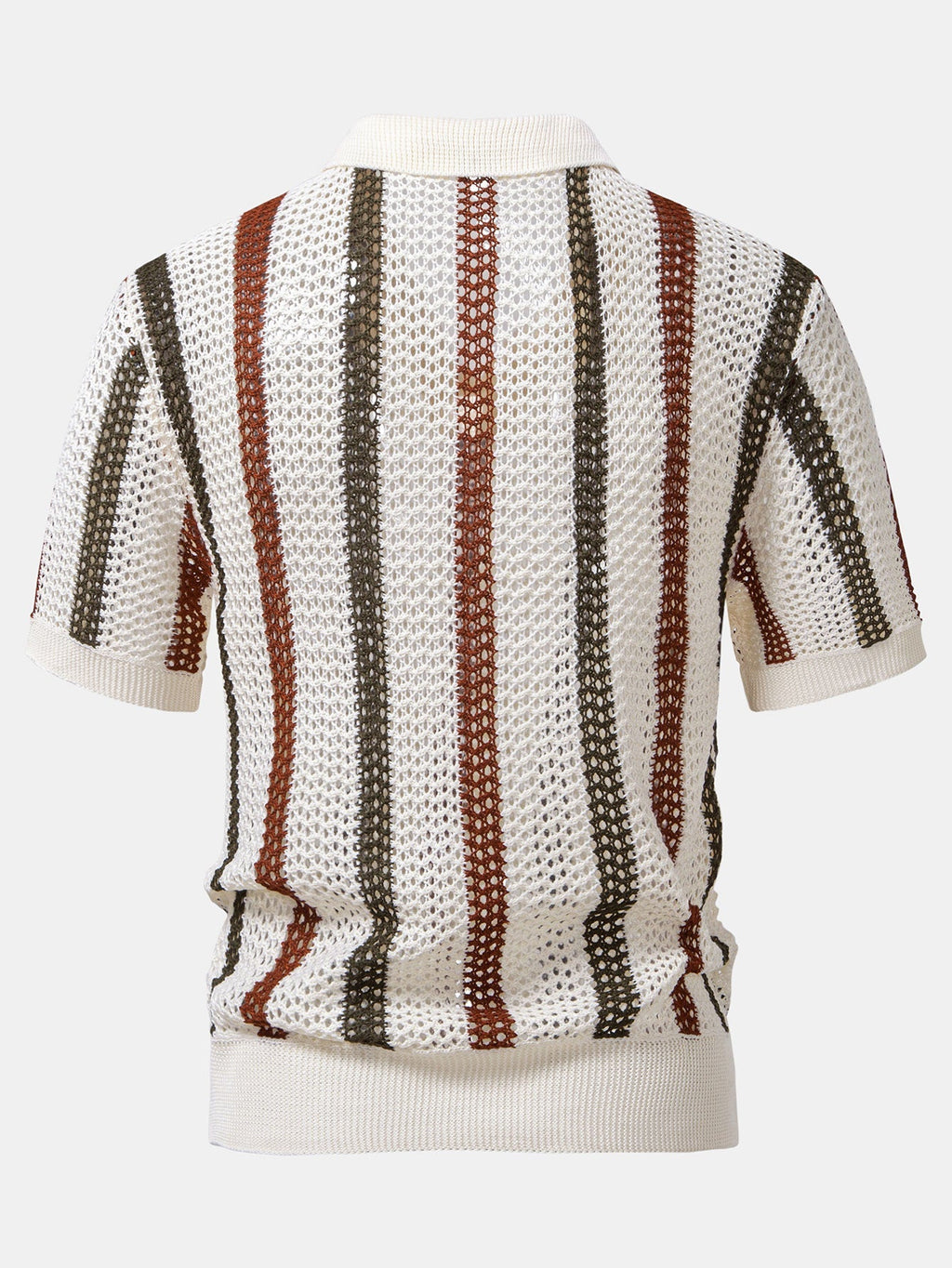 Conjunto Polo Crochet Rayas y Shorts Texturizados