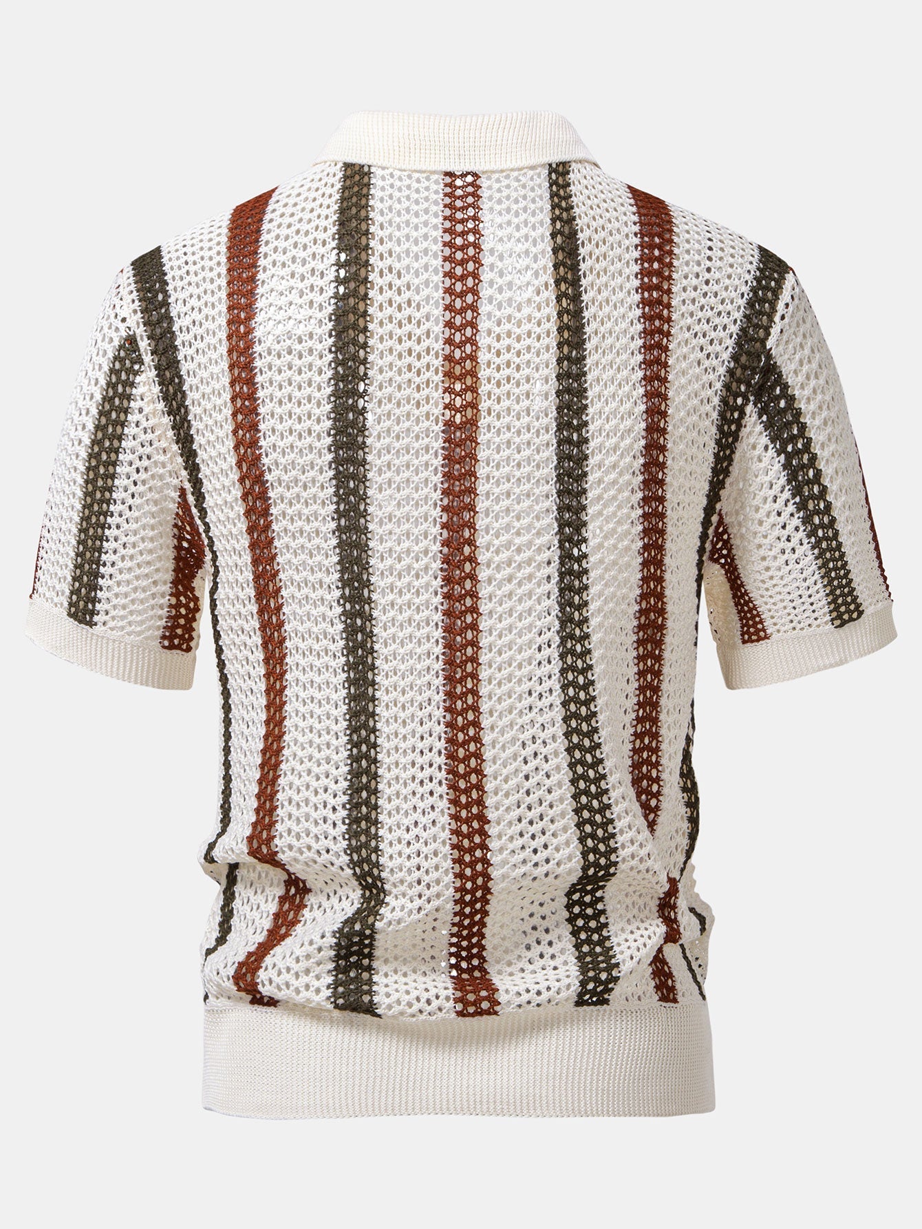 Conjunto Polo Crochet Rayas y Shorts Texturizados